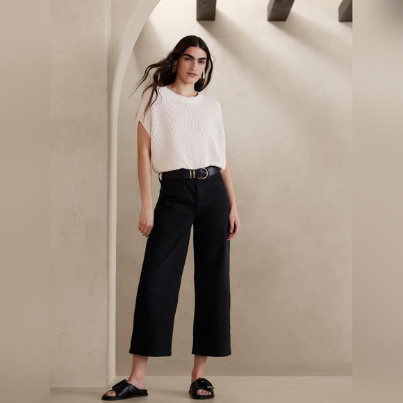 BANANA REPUBLIC High rise Wide Leg Premium Denim Jeans Size 25 NWT - Picture 1 of 13